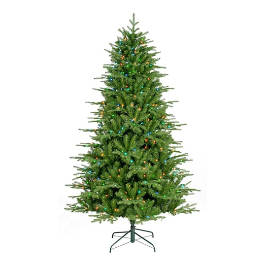Glitzhome 7ft Pre-Lit Full Fir Artificial 7 Foot Pre-Lit Multi-Function Lights Fir Christmas Tree, One Size, Green